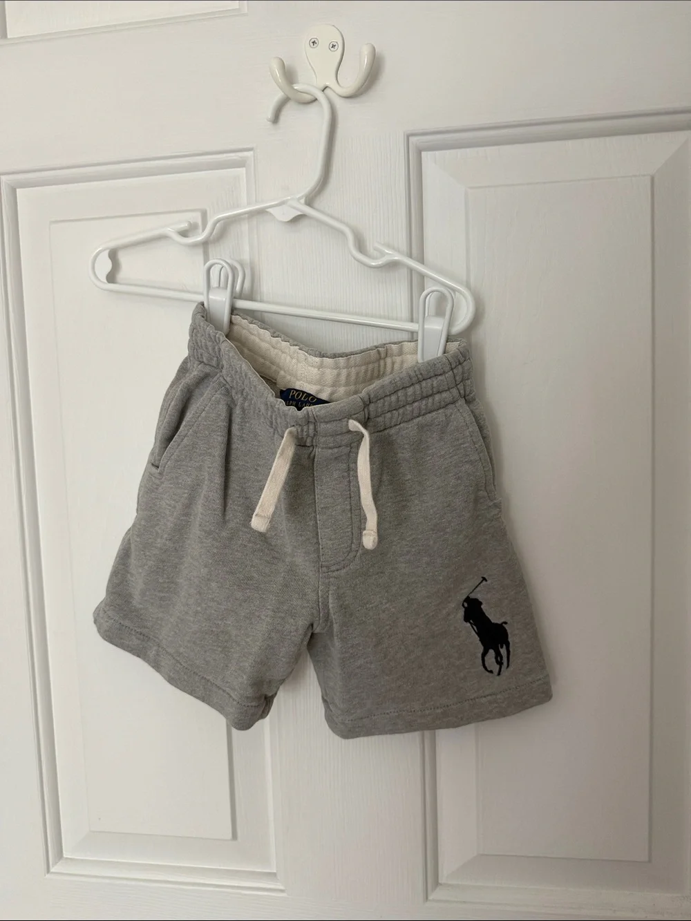 Ralph Lauren Gray Knit Shorts with Navy Polo Logo